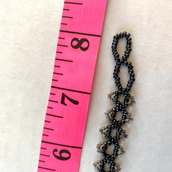 Handmade Hungarian Beaded Choker and Bracelet Set with Black and Silver Beads - Picture 10 of 11